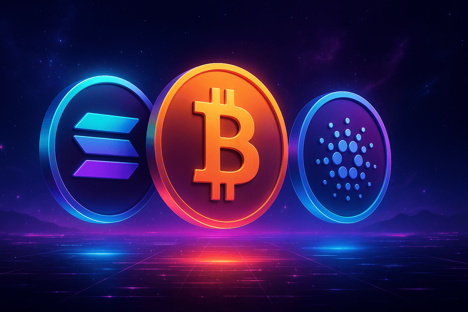 Bitcoin, Solana, Cardano